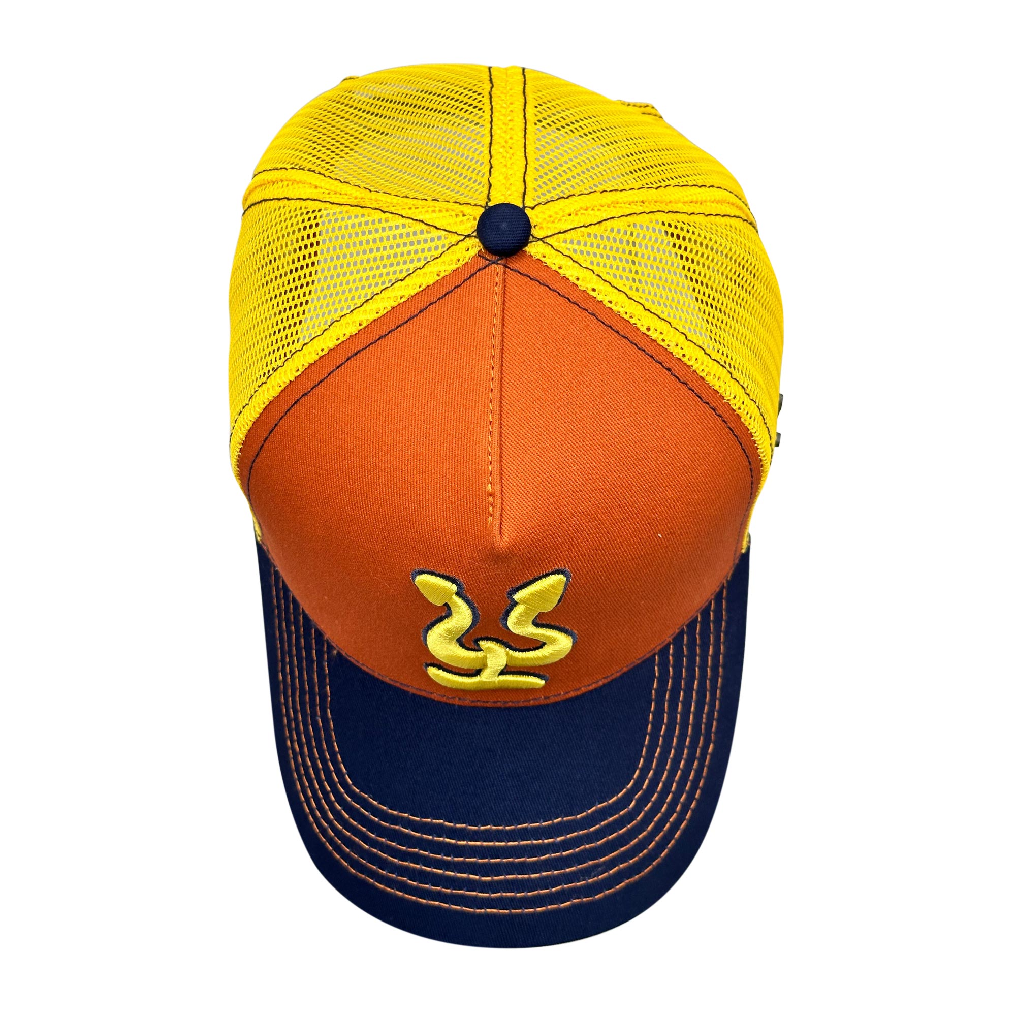 Pepe Aguilar Gorra de Troquero con broche - naranja y azul con logo amarillo