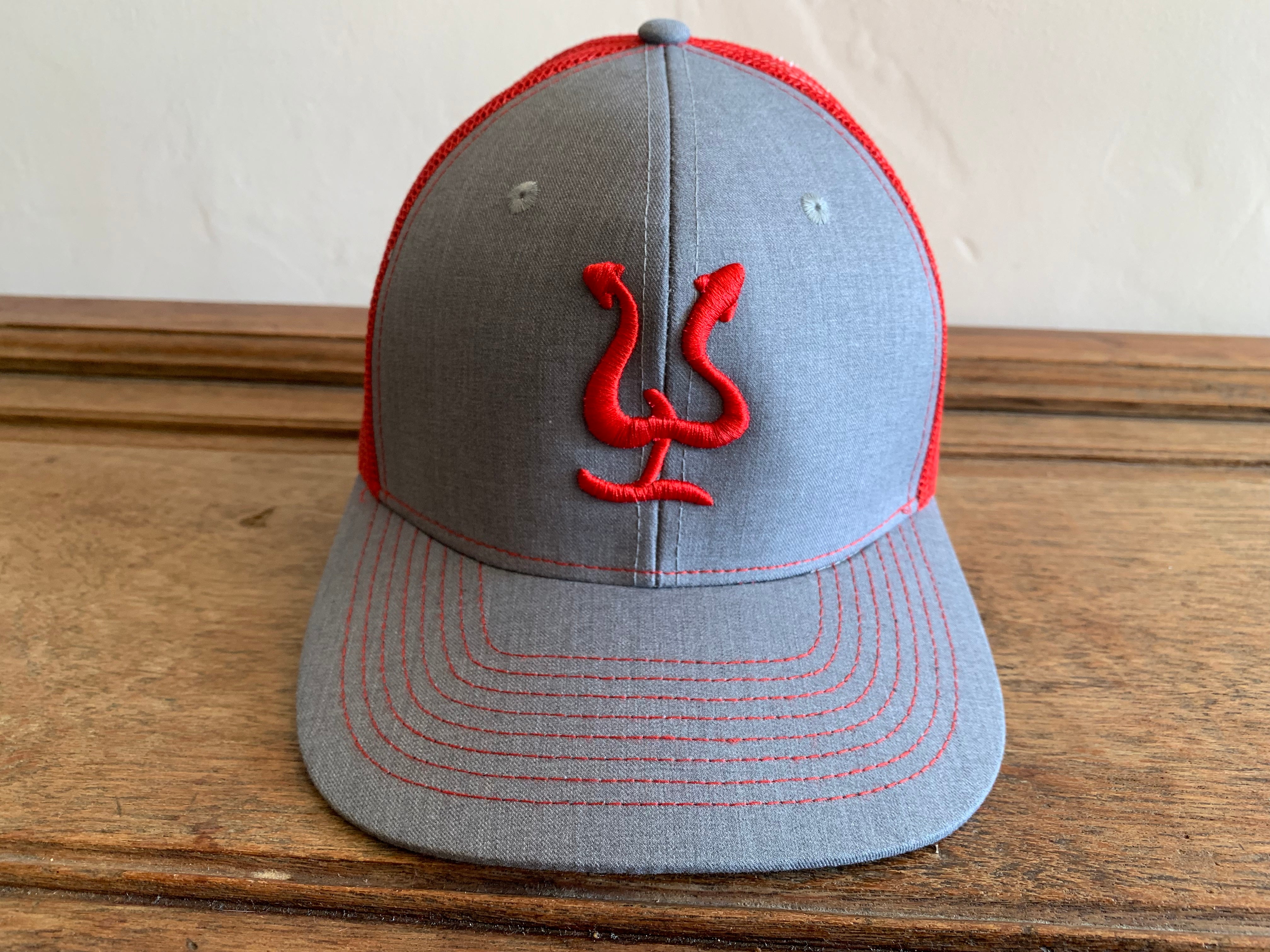 Pepe Aguilar Hat - Light Grey & Red with Red Logo